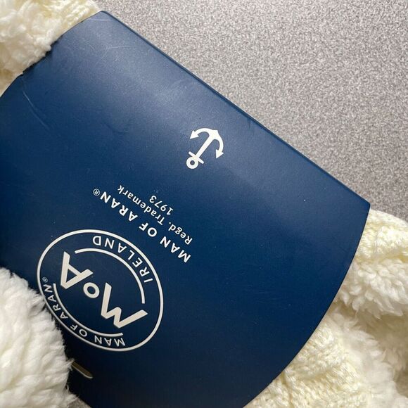 Man of Aran Neck Warmer Ivory Acrylic Cable Knit Lined Outdoors * - Picture 4 of 7